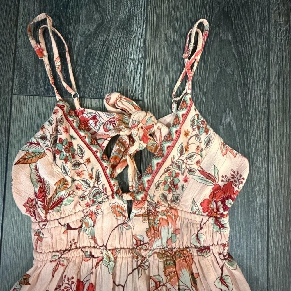 Angie Pink Floral Mini Dress with Red & Green Accents - Picture 7 of 12